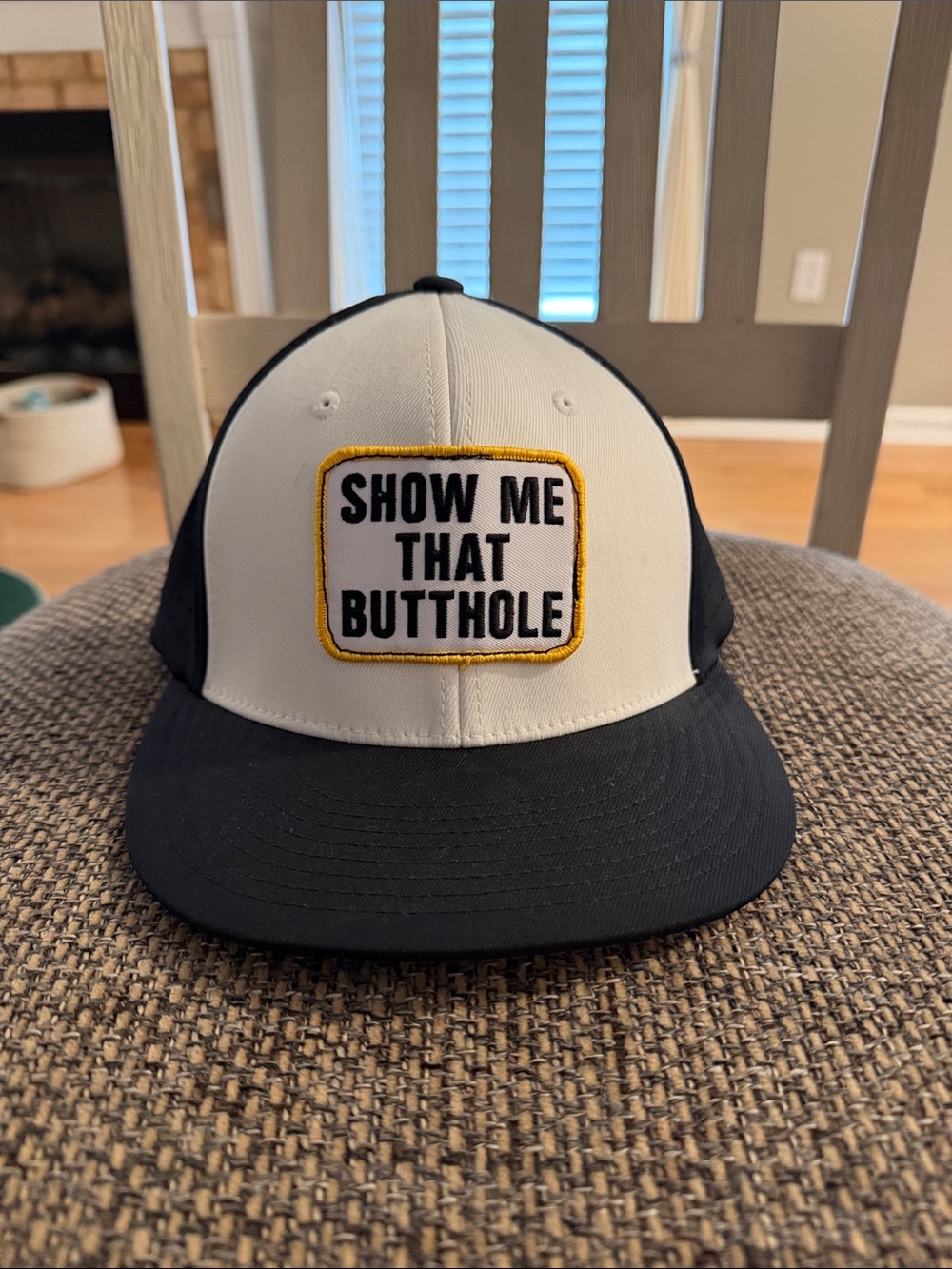Unbranded Two-Tone Black and White Patch Snapback Hat